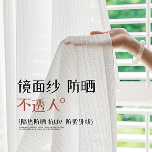 窗帘纱帘厂家布料成品跨境窗纱防晒镜面纱透光不透人白纱