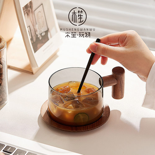 木笙玩物咖啡杯精致玻璃水杯感耐高温杯子创意下午茶杯碟套装