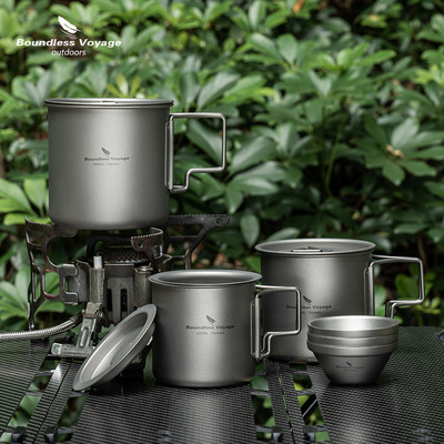 必唯 Boundless voyage 纯钛水杯单层可烧超轻套娃杯带茶漏马克杯