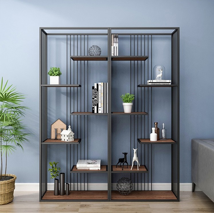 铁艺置物架办公室屏风隔断工业风多层书架客厅玄关架美容院