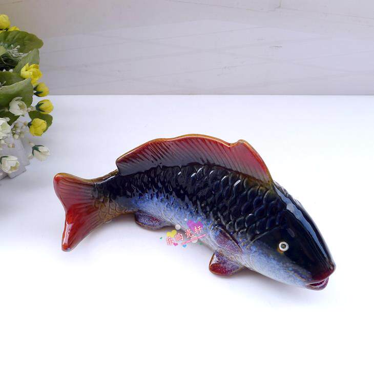 正品特色陶瓷摆设 吉祥红鲤鱼 鱼缸摆件 家居装饰品 逼真锦鲤 风