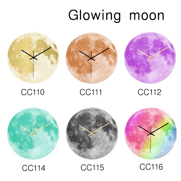 CC110116夜光多彩月球圆挂钟静音