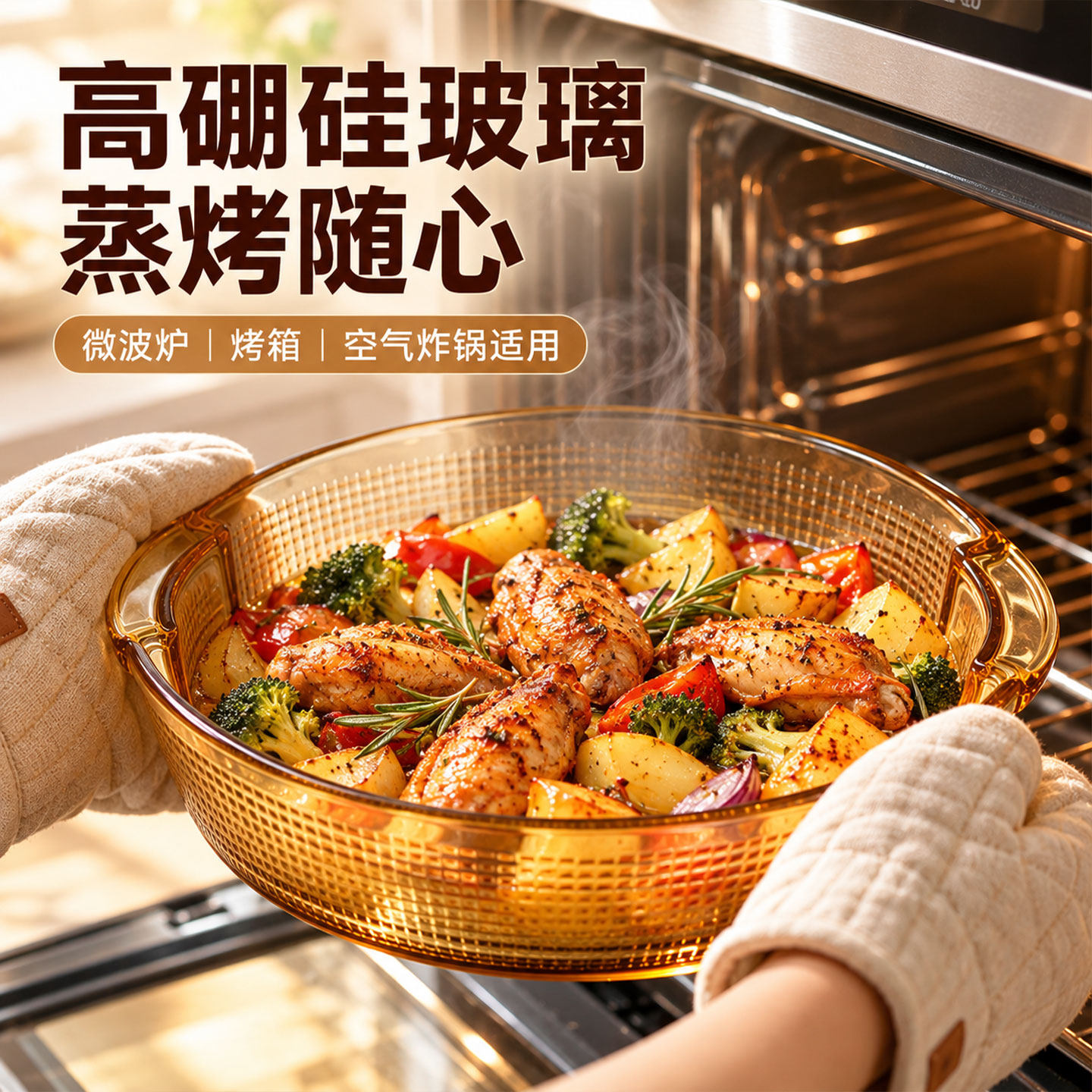 高硼硅耐高温蒸烤盘微波炉烤箱