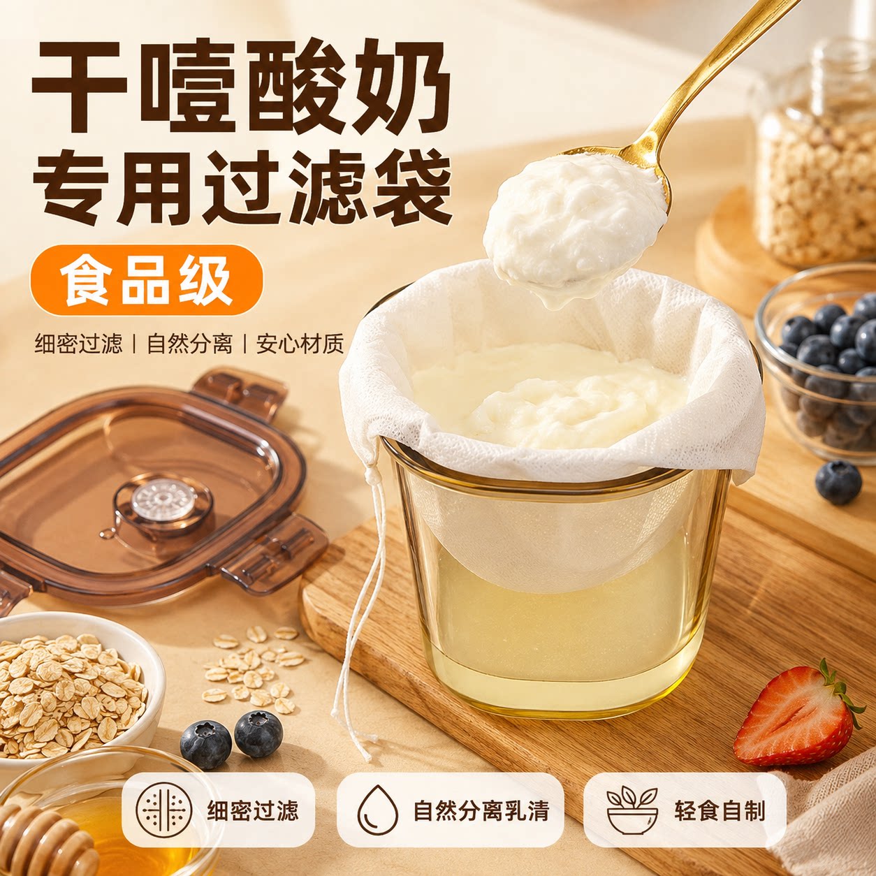 干噎酸奶过滤袋一次性冷萃纱布食品级乳清分离神器自制豆浆过滤布