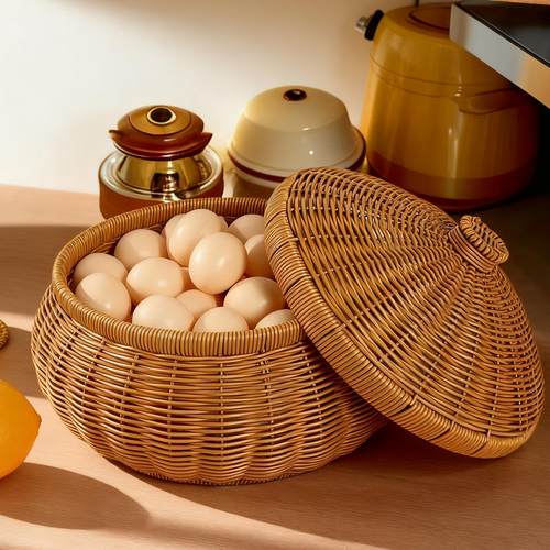 越南手工仿藤编收纳筐鸡蛋家用零食馒头干货茶叶储物收纳筐