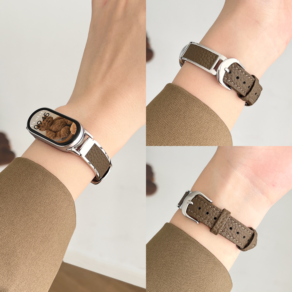 学长家创意金属贴皮间皮质表带