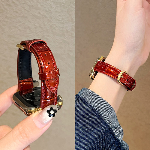 学长家真皮竹节纹小蛮腰表带秋冬