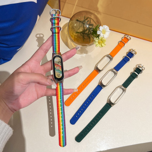 适用小米手环5/6/7表带尼龙nfc版34腕带智能运动手环三四五六七代手腕带男女生创意编织替换带情侣款小香风潮