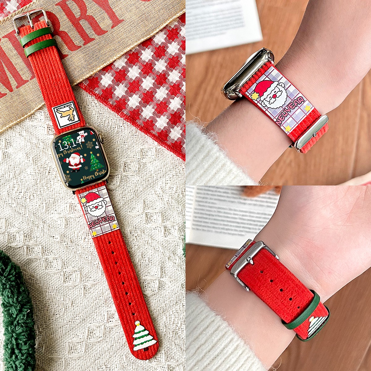 学长家新款圣诞限定灯芯绒表带冬