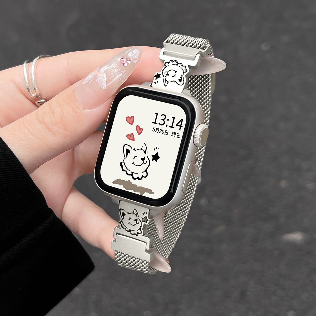 学长家创意金属磁吸开心小狗表带