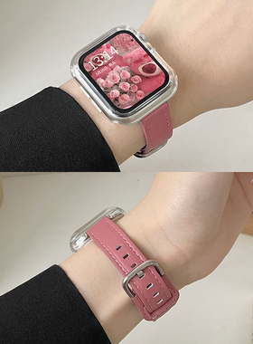 适用iwatchse手表带真皮s10女士s9苹果智能11手表链s8s7s6运动5质感女款iwatchs9高级感创意applewatchse新品