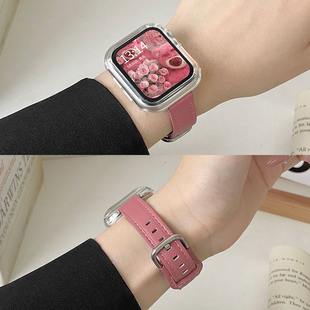 iwatchs9高級感創意applewatchse小眾腕帶表鏈 適用iwatchse表帶真皮s10女生s9蘋果手表s8s7s6運動5手表帶女款