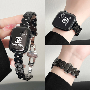 腕带s8女士韩系质感s7s6高颜值女生 高级感小众表链se3版 适用iwatchs11手表带新品 金属applewatchs10苹果9女款