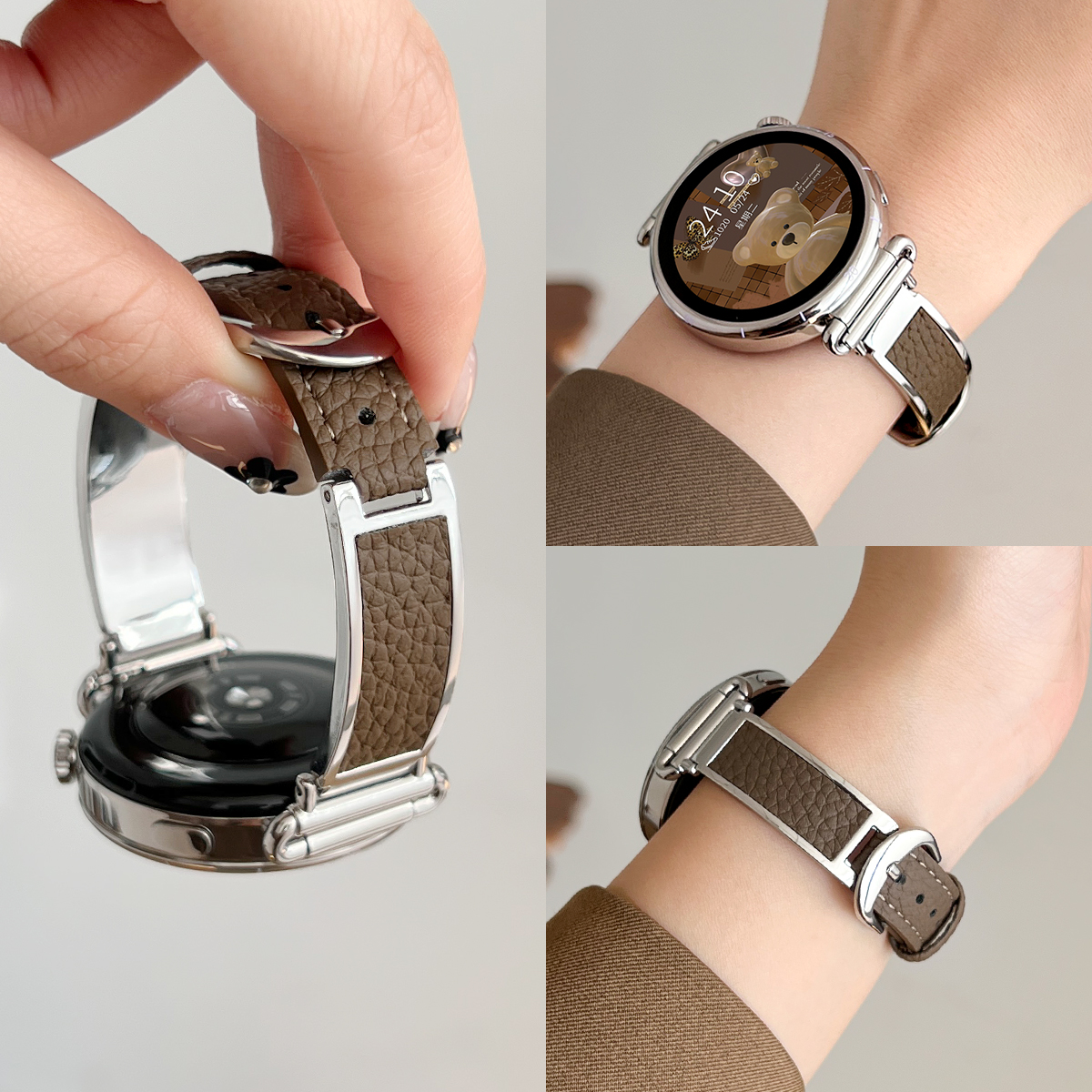 学长家创意金属贴皮间荔枝纹表带