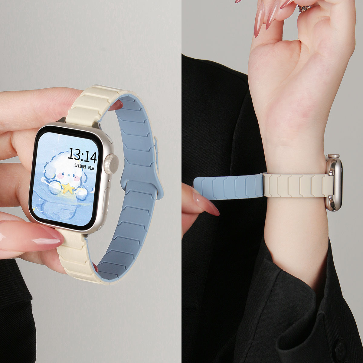 学长家新款创意铠甲硅胶磁吸表带