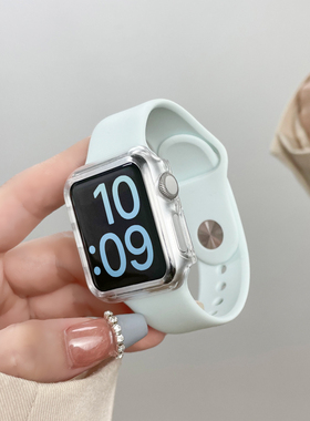 [新款雾霾蓝]适用苹果iwatchs8表带硅胶applewatchse2/7/6/5/4/3代创意手表带iphonewatchse女生iwatchse夏天