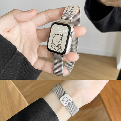 适用苹果手表表带金属磁吸手表带