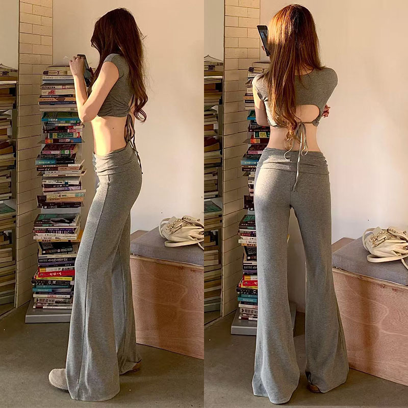 美式翻腰瑜伽微喇裤女2025新款