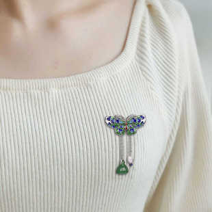 新中式珐琅蝴蝶胸针女胸饰胸花领针旗袍古装中国民族古风配饰别针