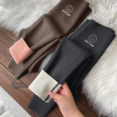 加绒女外穿2025新春秋款 冬季 薄高腰瑜伽裤 打底保暖棉裤 大码 鲨鱼裤