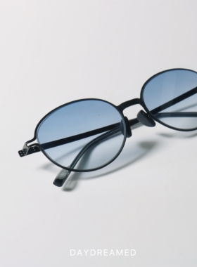 超薄超轻椭圆形渐变色墨镜UV400防紫外线辐射小众金属框太阳眼镜