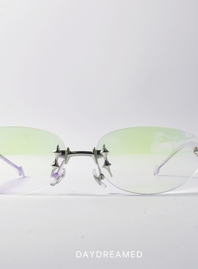鹅蛋形UV400小众无框炫彩潮墨镜