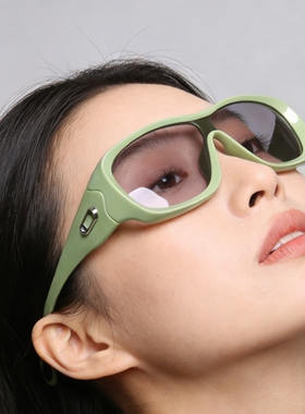 牛油果色连体大框UV400防晒墨镜