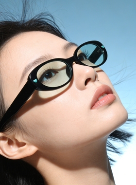 爱心元素薄荷蓝色太阳眼镜UV400防紫外线辐射可配近视椭圆形墨镜