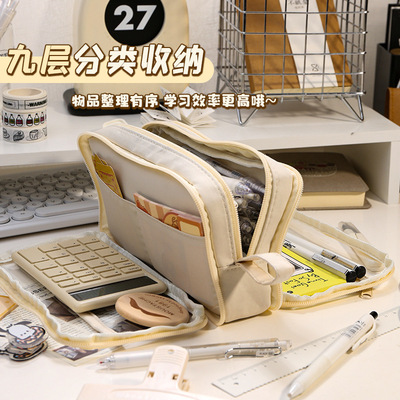 简约透明笔袋高颜值多层