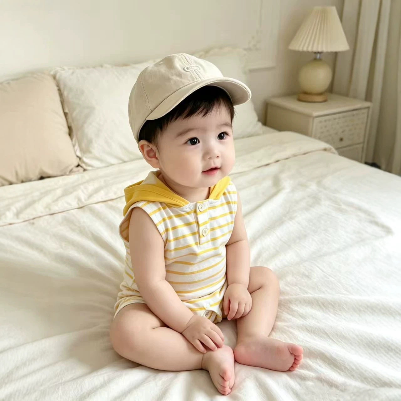 婴儿夏季薄款星星连体衣男女宝宝
