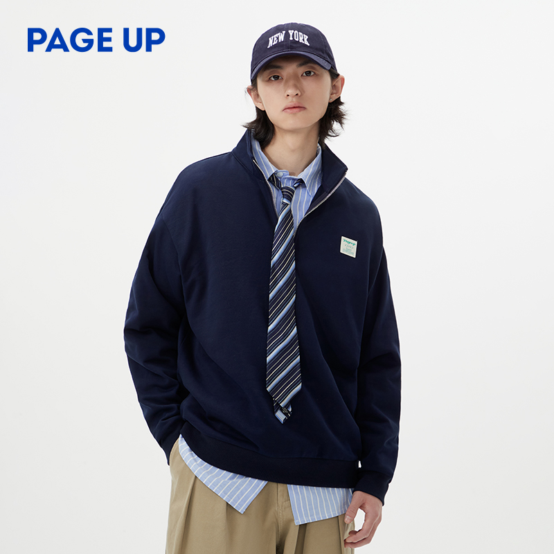 pageup长袖立领卫衣春秋款港风潮