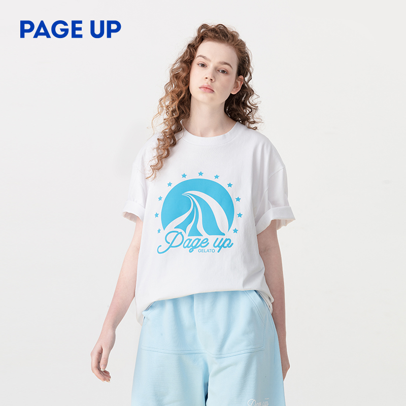 pageup潮牌夏季圆领短袖印花