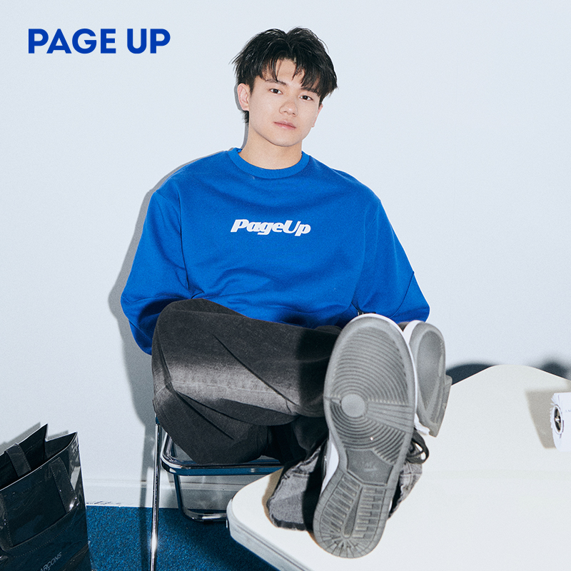 pageup潮克莱因蓝无帽卫衣情侣装