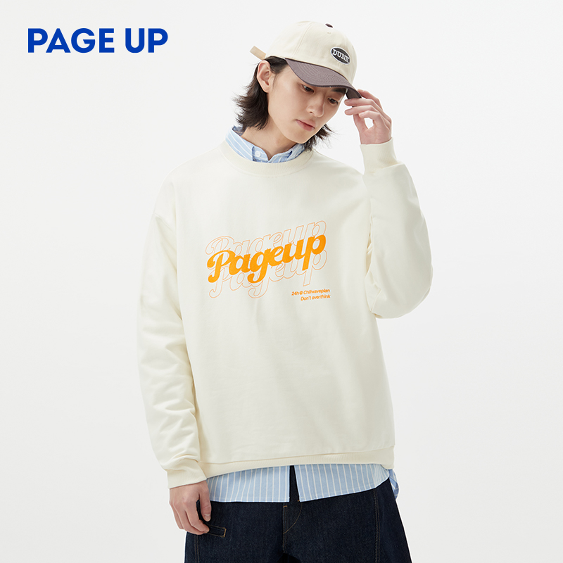 pageup圆领卫衣男女宽松情侣潮流