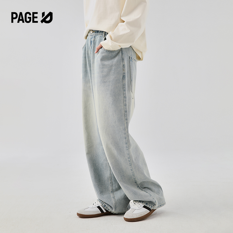 pageup长裤水洗四季通用复古牛仔