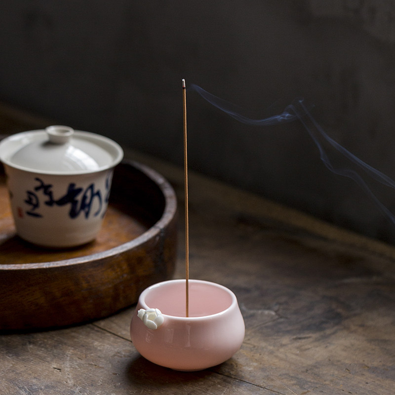 家用陶瓷小香炉摆件禅意粉色香插香立创意线香炉檀香沉香香熏炉,餐饮具,茶道/香炉,淘宝优惠券,粉丝福利购,淘宝优惠卷