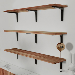 墙上置物架实木一字隔板托架墙壁挂厨房三角支架书架收纳简易