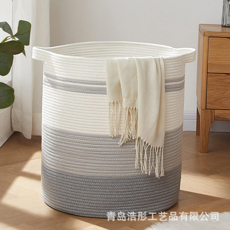 棉绳收纳篮储物篮洗衣篮编织手提折叠超大号脏衣篓宝宝玩具置物篮