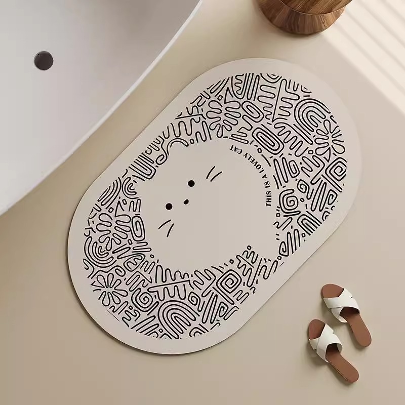 卡通硅藻泥地垫卫生间门口入户门垫厨房浴室吸水防滑垫卡通涂鸦