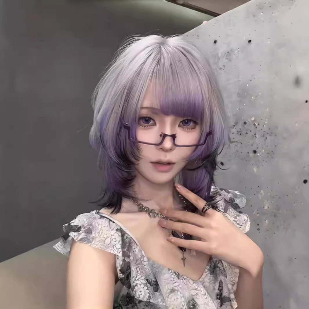 【美神降临】假发女全头套夏天渐变紫黑中长发爆顶染自然小众仿真