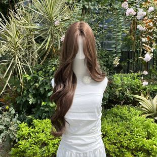 巧克力棕中分假发女85cm大波浪法式 乌乎长发公主 卷发头套 泱 元