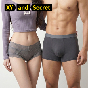 平角裤 透气速干棉裆三角裤 性感蕾丝一男一女中腰薄款 情侣内裤