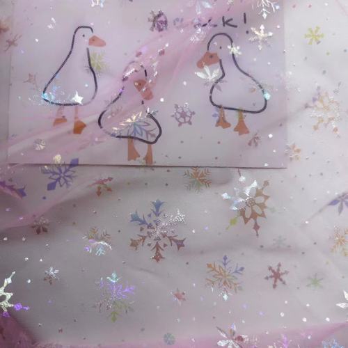 幻彩雪花网纱布料烫金不掉片面料服装纱裙纱布布料网红软纱现货