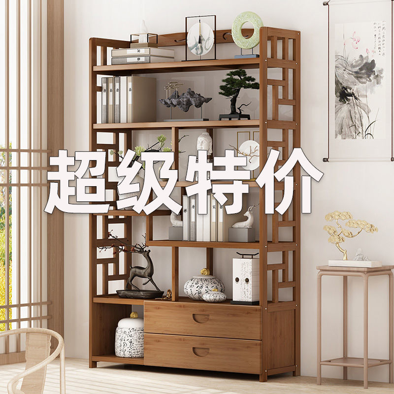 特价加厚高档博古架实木中式多宝阁书柜隔断置物架古董展示茶叶柜