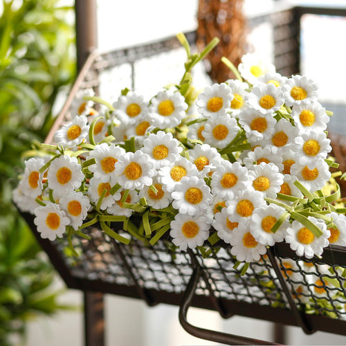 8头仿真花小雏菊田园家居PE橡皮花绢花假花跳兰菊小野菊厂家