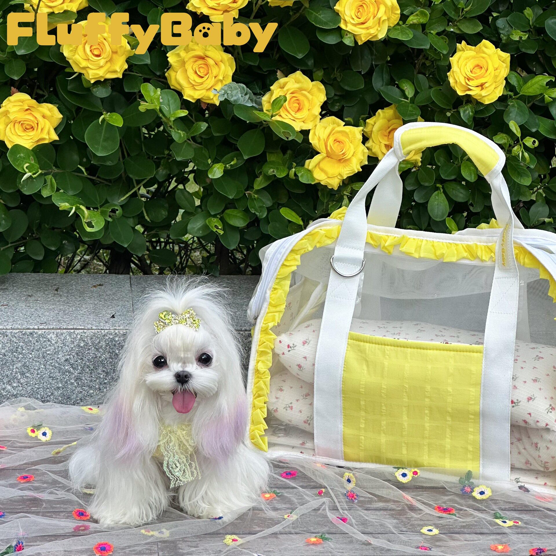 Fluffybaby夏季网纱猫包大容量 便携单肩狗包宠物外出