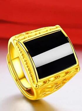 大宽面黑金霸气男戒25