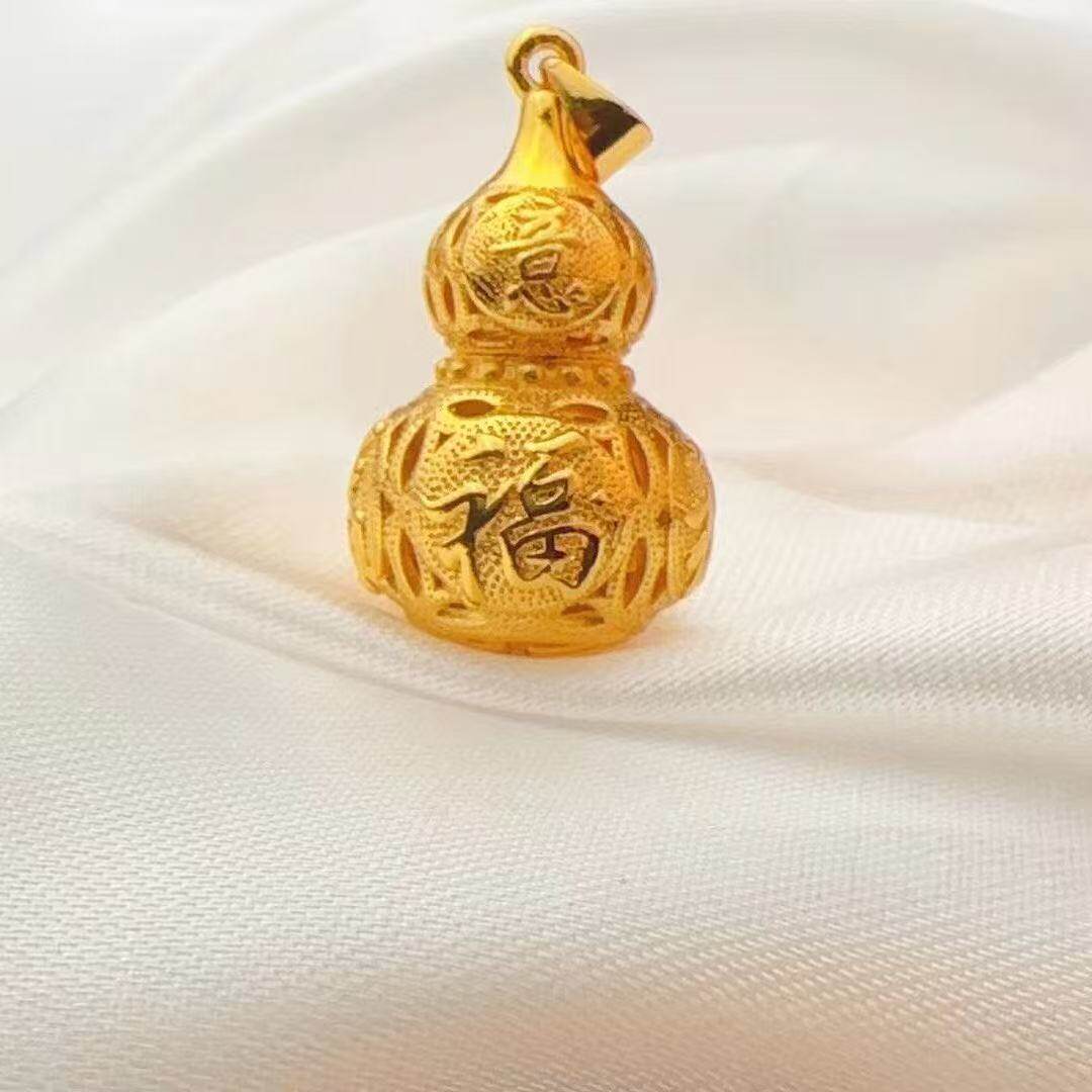 时尚金色镂空福字葫芦o字链项链女款镂空葫芦项链吉祥福字项链