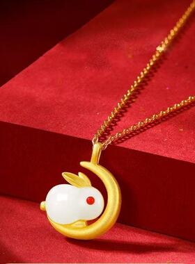 月上玉兔金O字链女款4