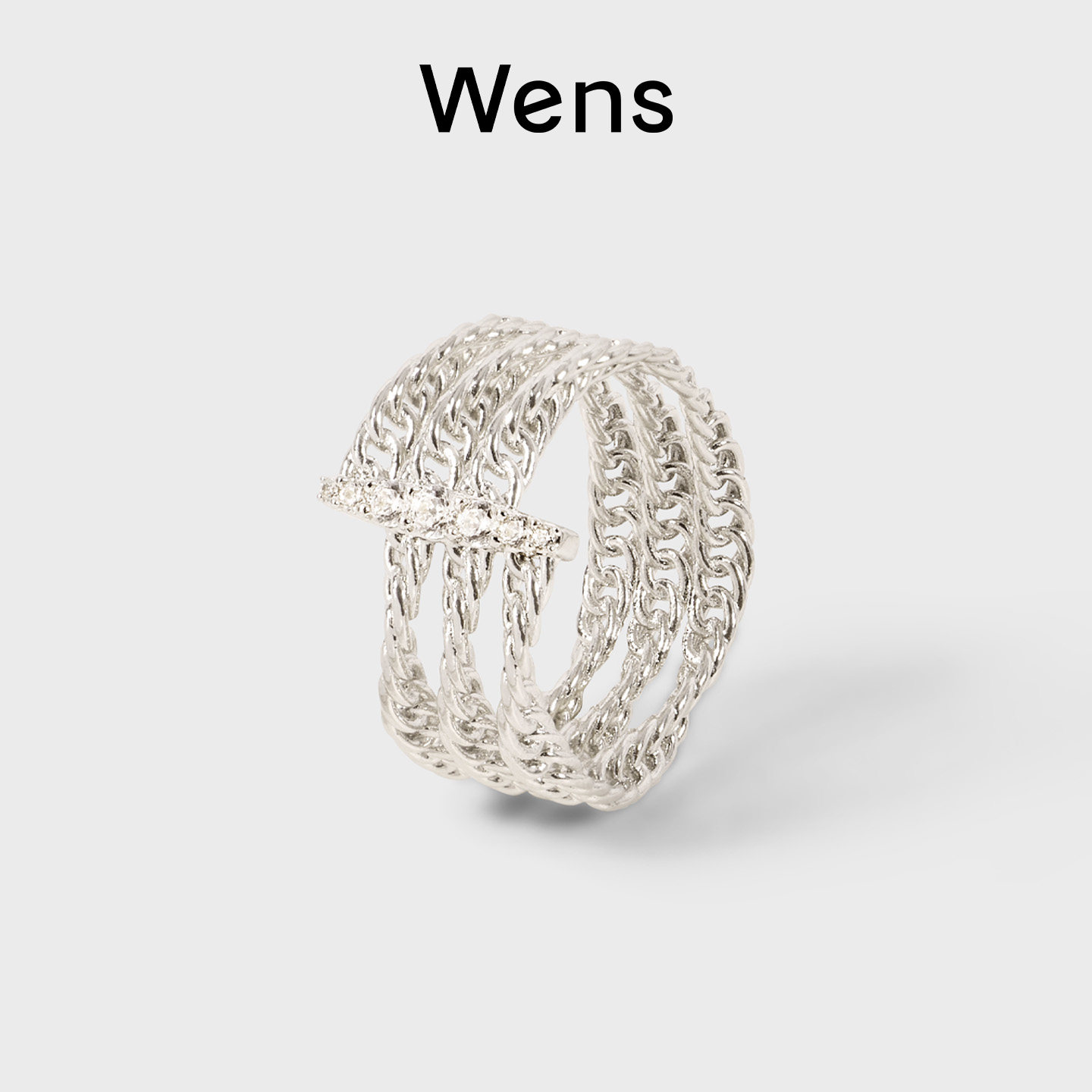 Wens 星辰系列锆石链条纽花戒指高级小众设计感女时尚新年礼物,饰品/流行首饰/时尚饰品新,戒指/指环,淘宝优惠券,粉丝福利购,淘宝优惠卷